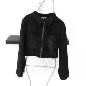 Cropped Black Jean Jacket